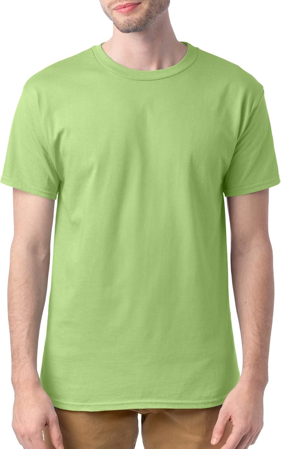imageHanes Mens Essentials Tshirt 4 and 6 Packs ComfortSoft Tee Cotton Shirt for MenLime 4 Pack