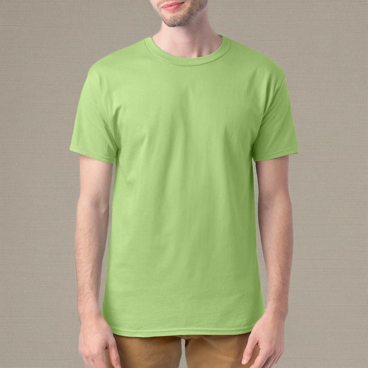 imageHanes Mens Essentials Tshirt 4 and 6 Packs ComfortSoft Tee Cotton Shirt for MenLime 4 Pack