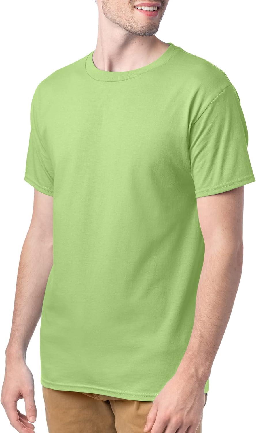 imageHanes Mens Essentials Tshirt 4 and 6 Packs ComfortSoft Tee Cotton Shirt for MenLime 4 Pack