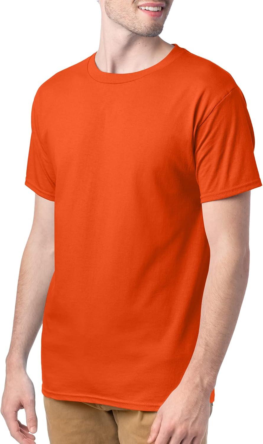 imageHanes Mens Essentials Tshirt 4 and 6 Packs ComfortSoft Tee Cotton Shirt for MenOrange 4 Pack