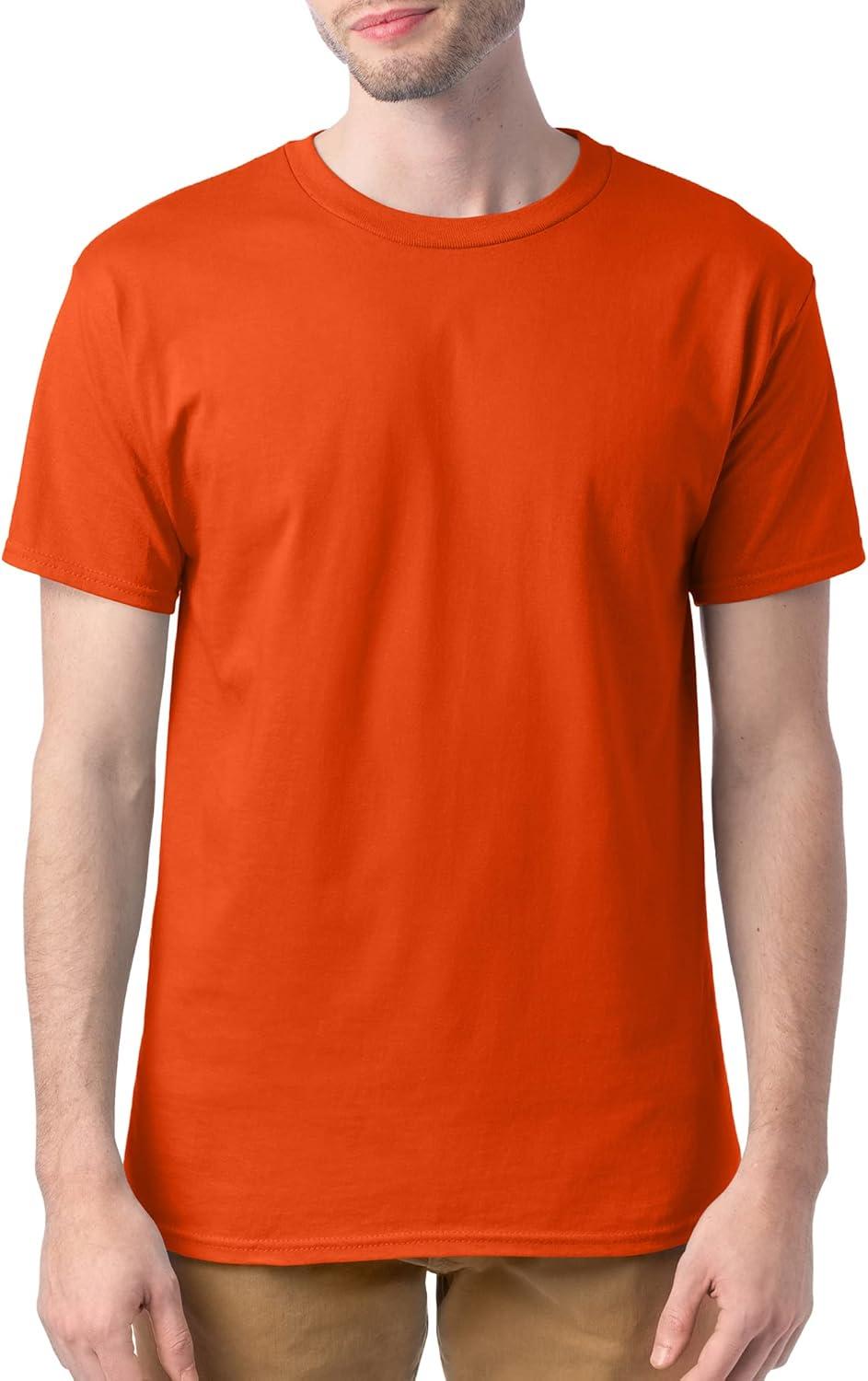 imageHanes Mens Essentials Tshirt 4 and 6 Packs ComfortSoft Tee Cotton Shirt for MenOrange 4 Pack