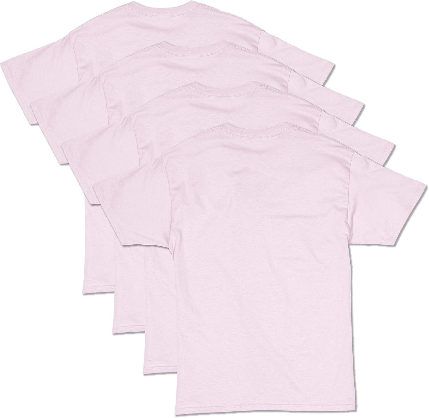 imageHanes Mens Essentials Tshirt 4 and 6 Packs ComfortSoft Tee Cotton Shirt for MenPale Pink 4 Pack