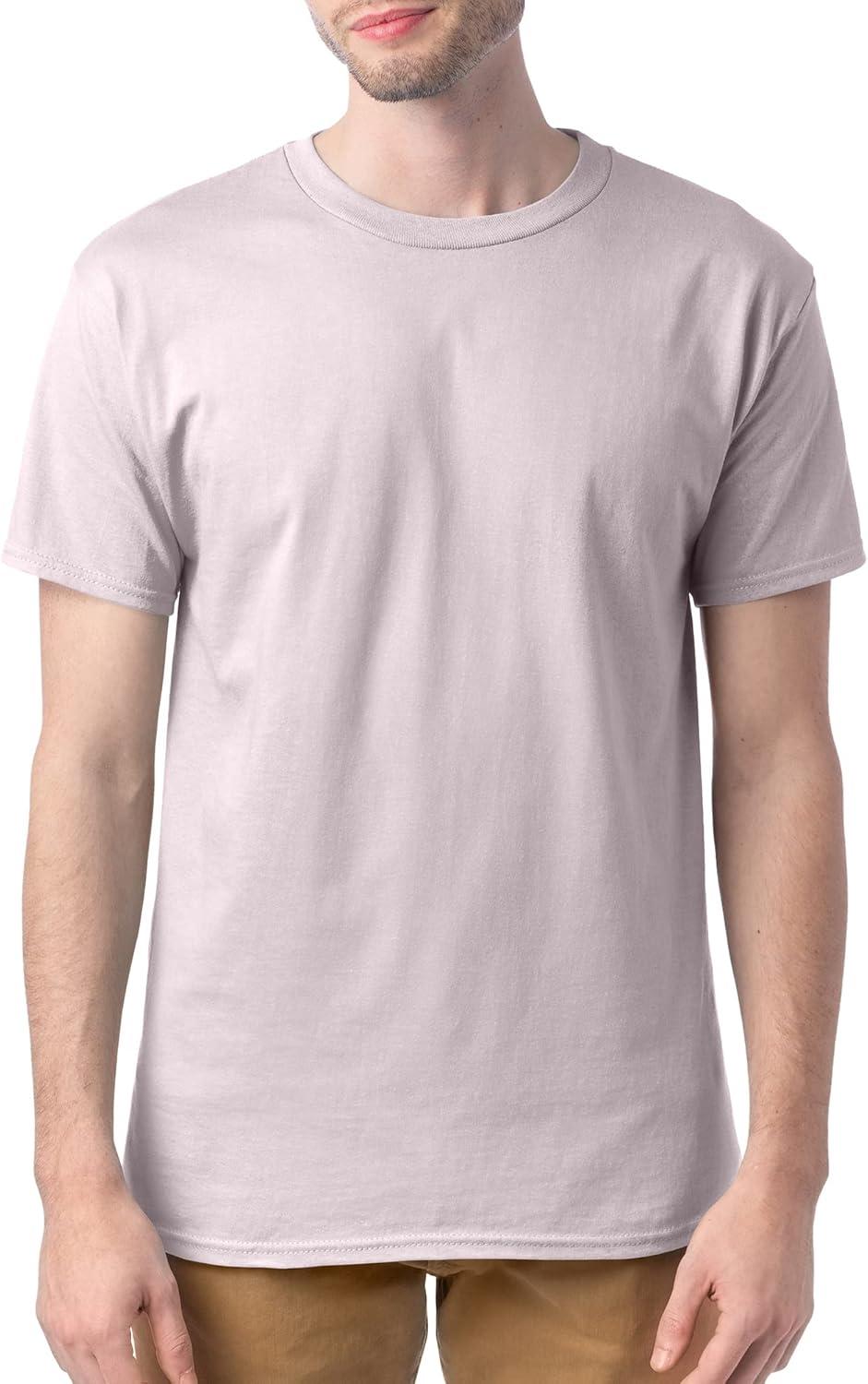 imageHanes Mens Essentials Tshirt 4 and 6 Packs ComfortSoft Tee Cotton Shirt for MenPale Pink 4 Pack