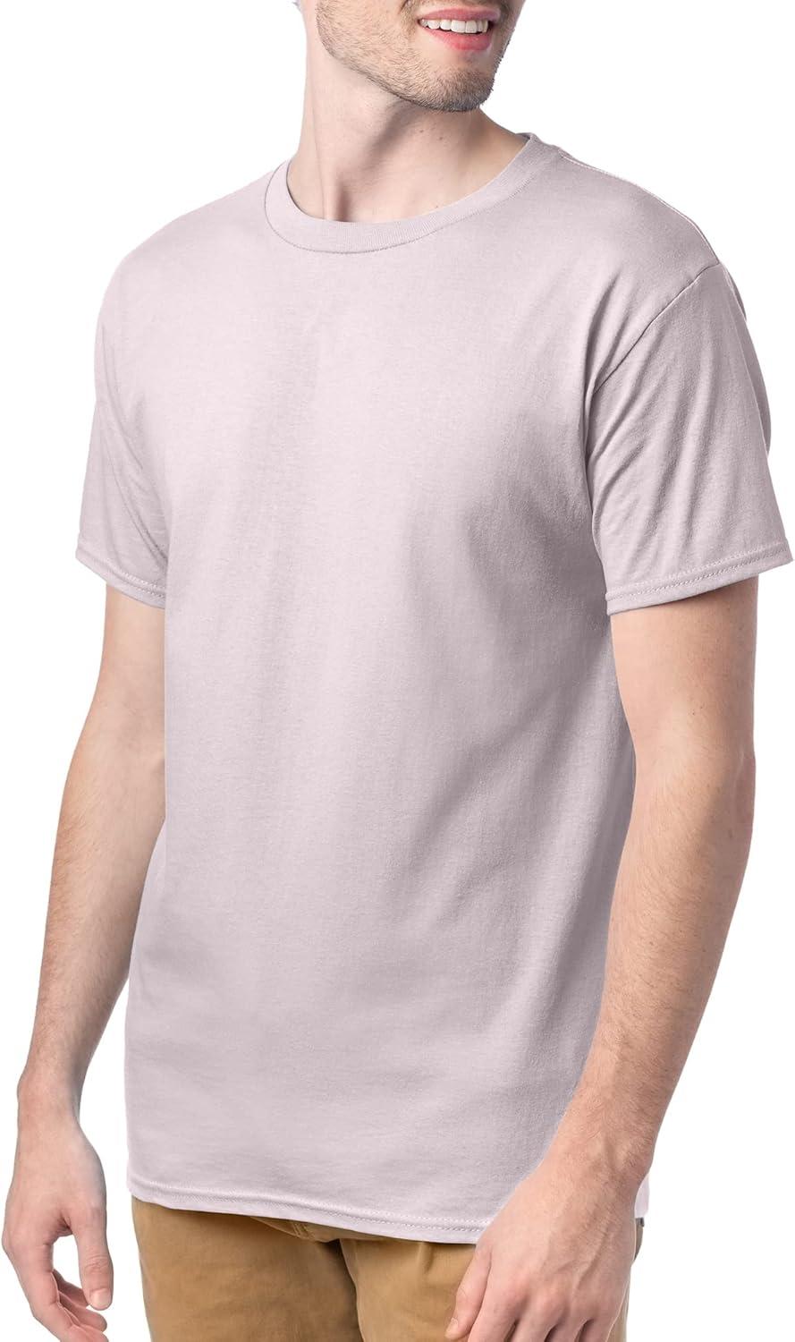 imageHanes Mens Essentials Tshirt 4 and 6 Packs ComfortSoft Tee Cotton Shirt for MenPale Pink 4 Pack