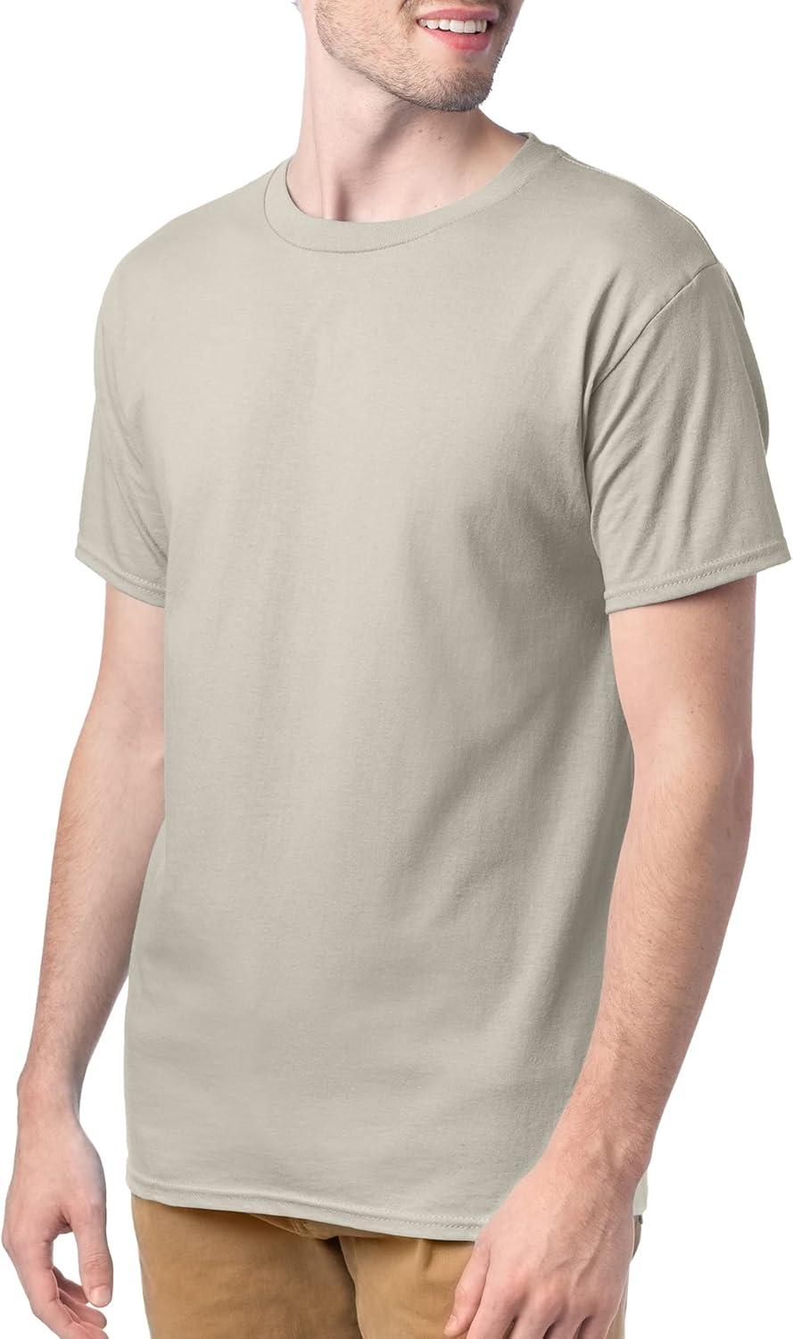 imageHanes Mens Essentials Tshirt 4 and 6 Packs ComfortSoft Tee Cotton Shirt for MenSand 4 Pack