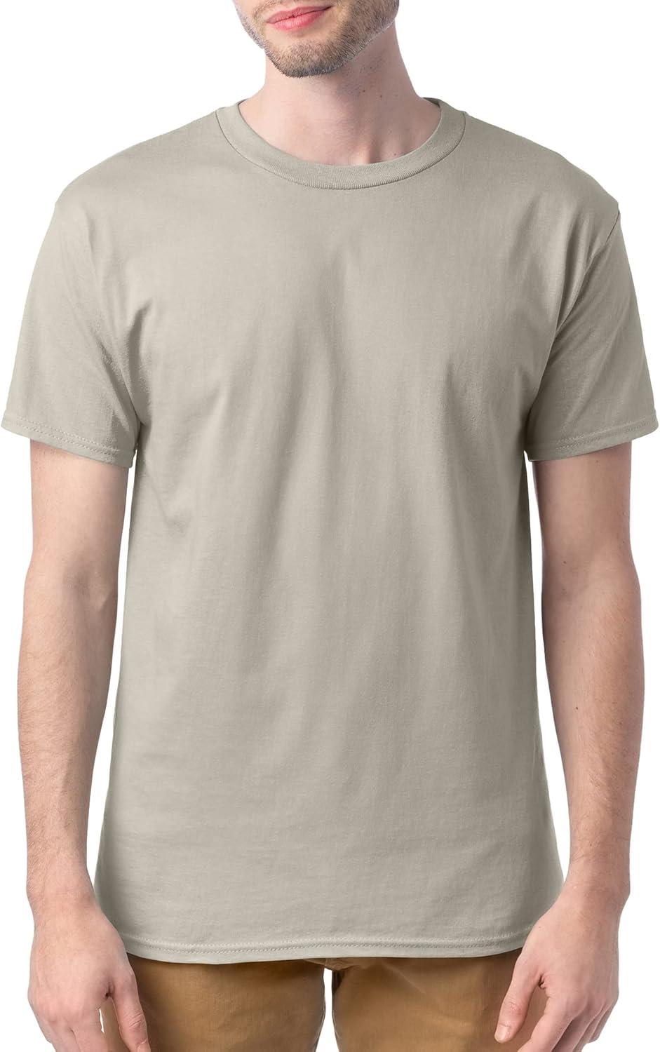 imageHanes Mens Essentials Tshirt 4 and 6 Packs ComfortSoft Tee Cotton Shirt for MenSand 4 Pack