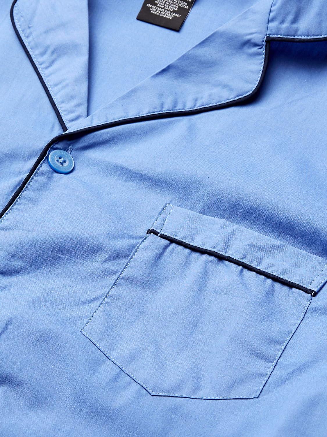 imageHanes Mens Long Sleeve Plain Weave Pajama SetBlue Solid