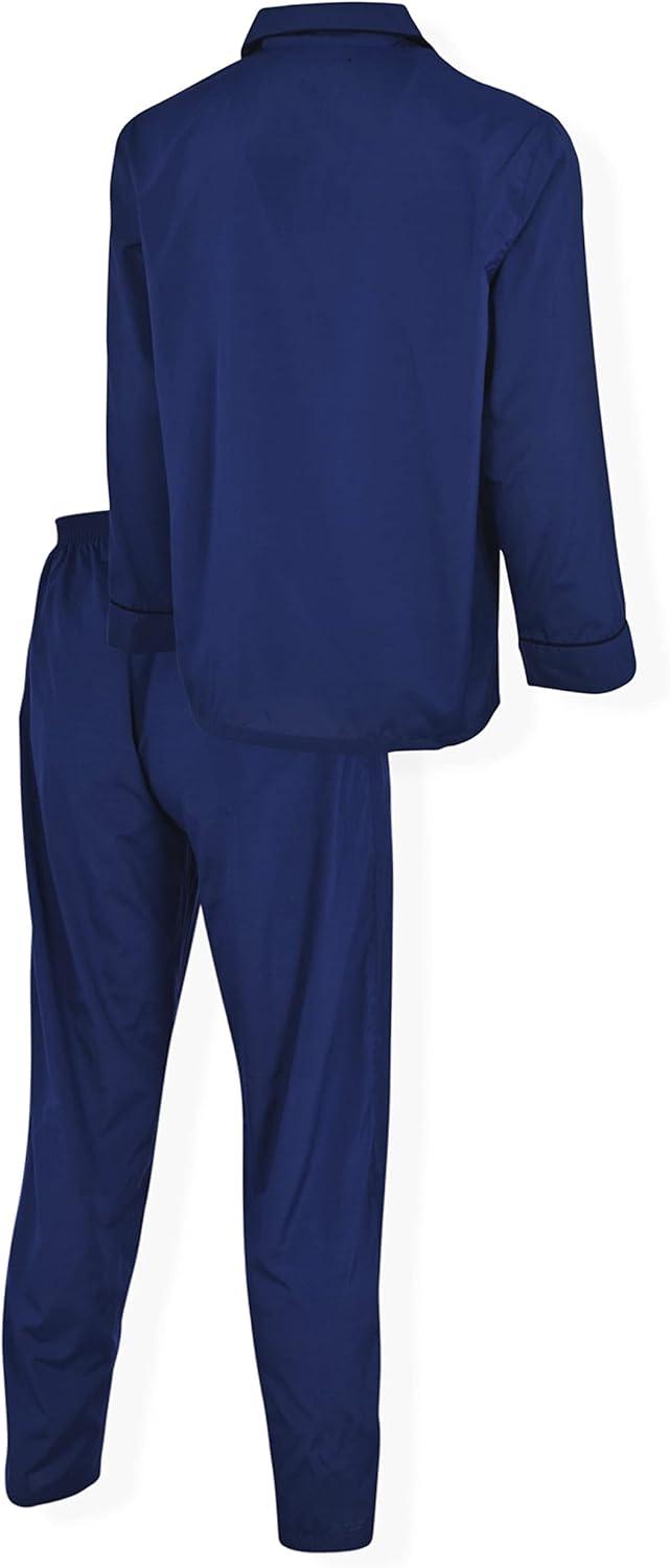 imageHanes Mens Long Sleeve Plain Weave Pajama SetNavy Heather