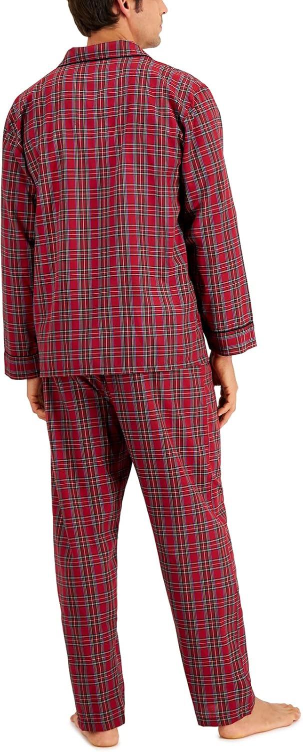 imageHanes Mens Long Sleeve Plain Weave Pajama SetRed