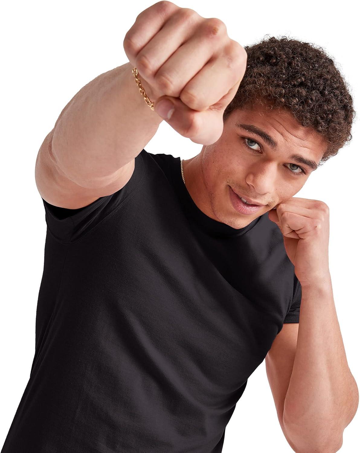 imageHanes Mens Originals Lightweight TShirt Crewneck TShirts for Men TriBlend Tee Available in TallBlack