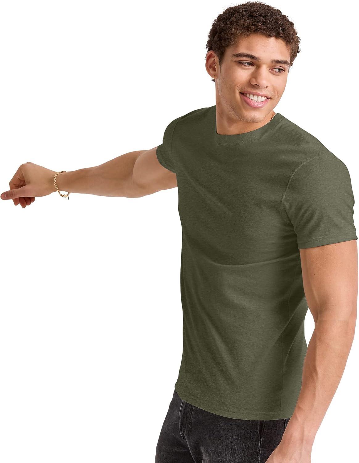 imageHanes Mens Originals Lightweight TShirt Crewneck TShirts for Men TriBlend Tee Available in TallMiltary Gren Trblend