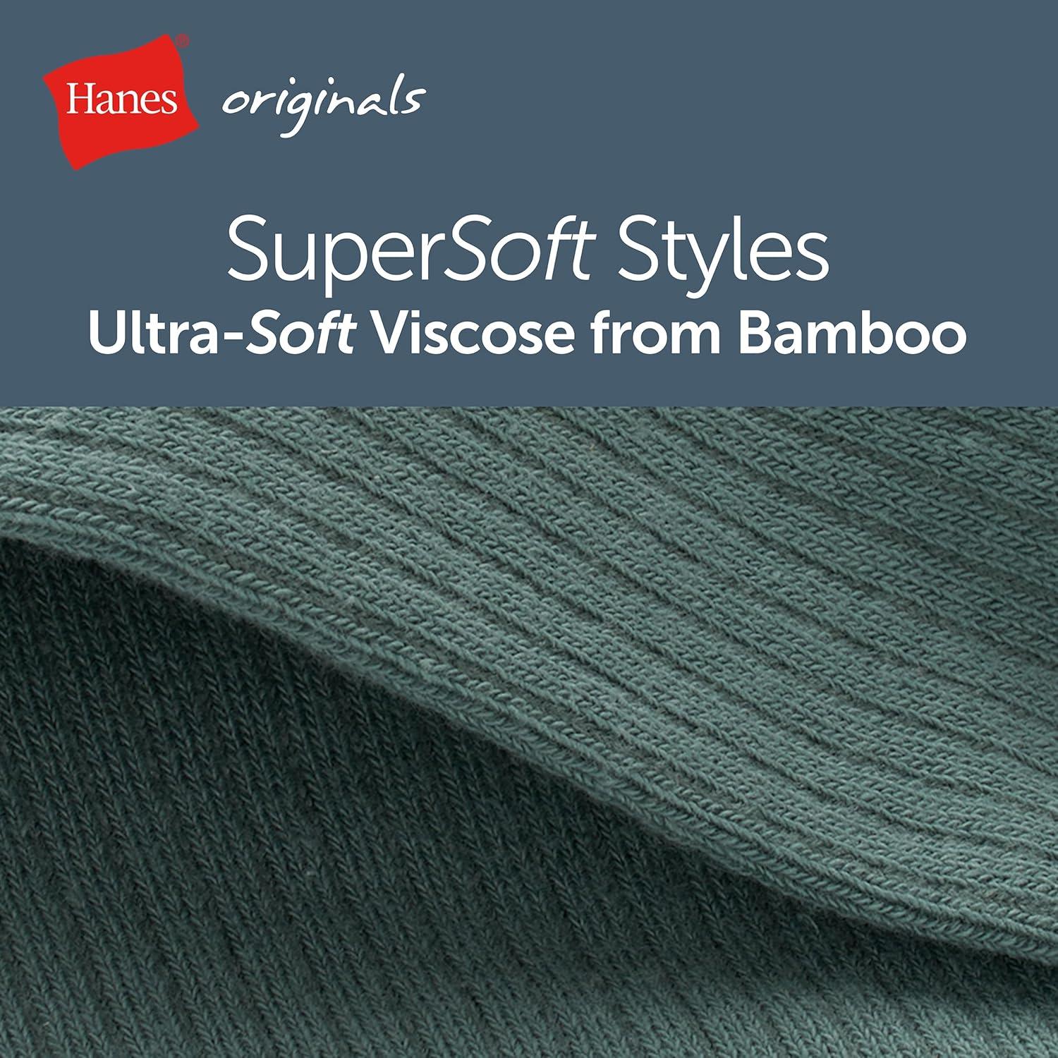 imageHanes Mens Originals Supersoft Crew Socks Stretch Crew Socks For Men 612 6PairsBeigeBlackStone Gray