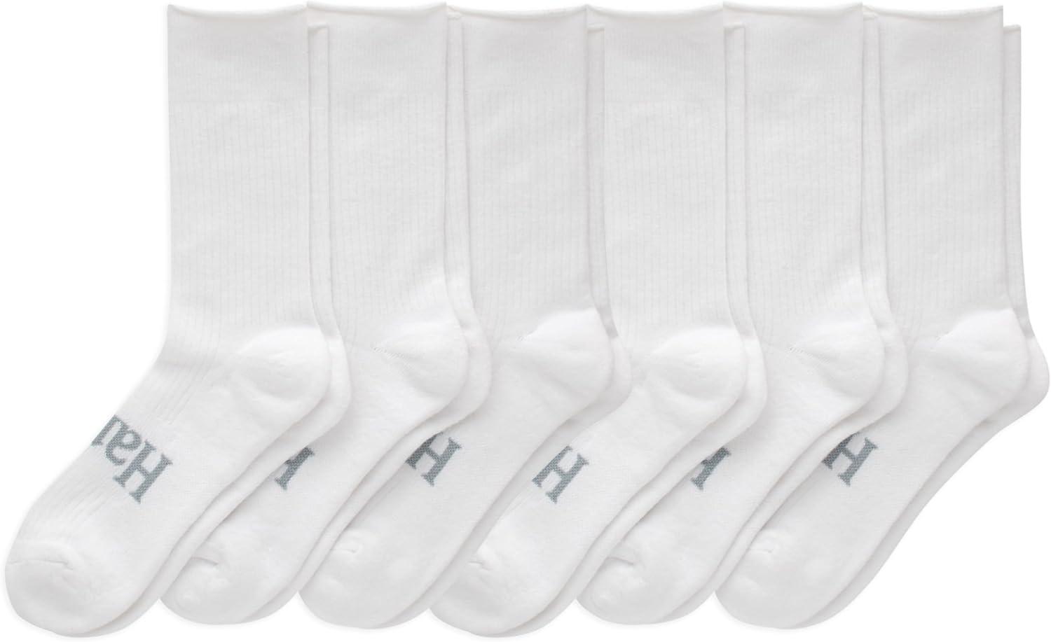 imageHanes Mens Originals Supersoft Crew Socks Stretch Crew Socks For Men 612 6PairsWhite