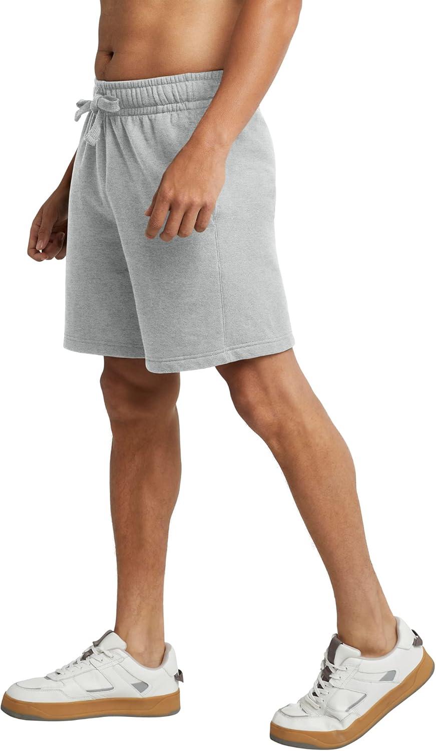 imageHanes Mens Originals Sweat Shorts Midweight Fleece Shorts with Pockets 8quotLight Steel