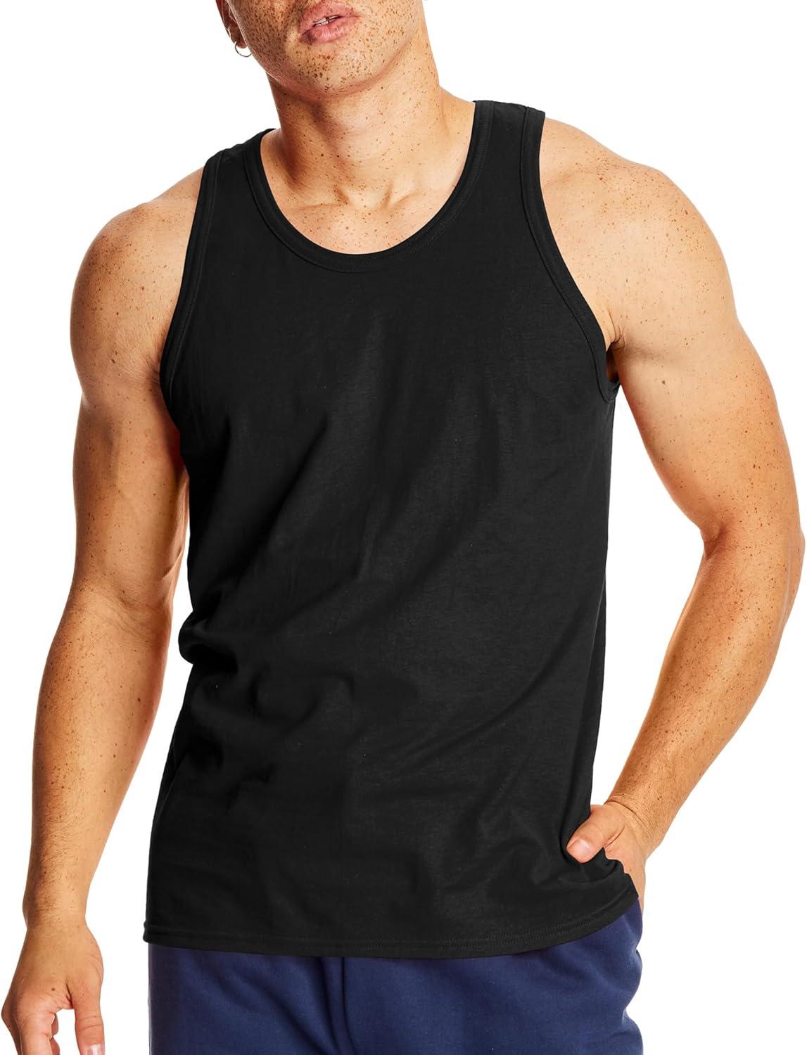 imageHanes Mens Performance Tank XTemp MoistureWicking Tank Top Solid Colors 2PackBlack