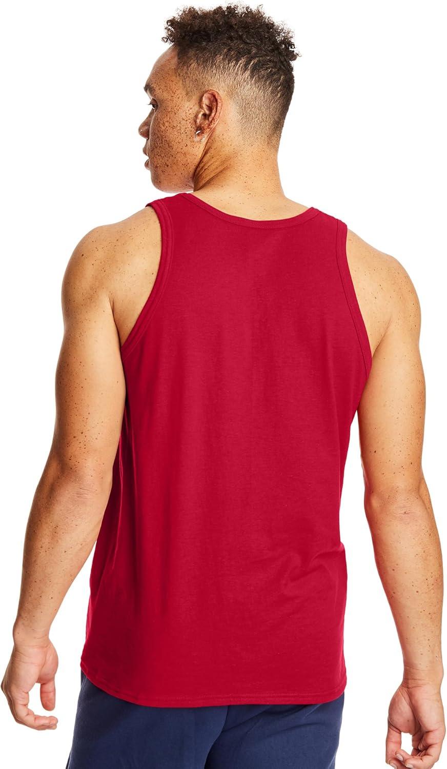 imageHanes Mens Performance Tank XTemp MoistureWicking Tank Top Solid Colors 2PackDeep Red