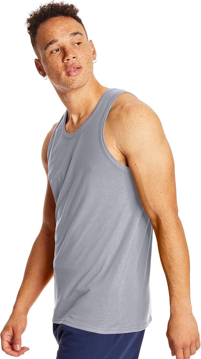 imageHanes Mens Performance Tank XTemp MoistureWicking Tank Top Solid Colors 2PackLight Steel