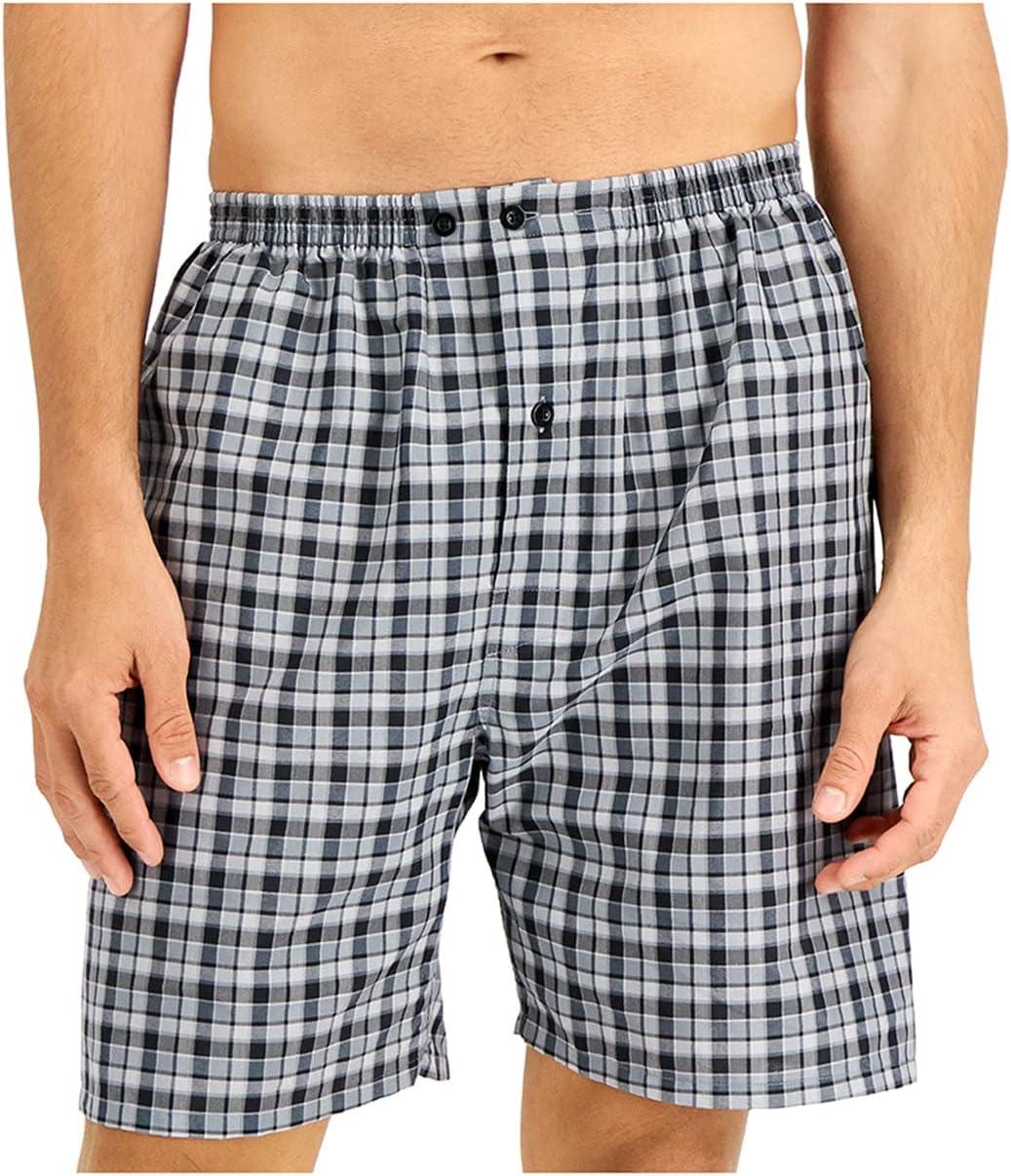 imageHanes Mens Short Sleeve Nightwear Pajama Short PJ Set Pijama de Dos Piezas para HombreBlackGrey Plaid