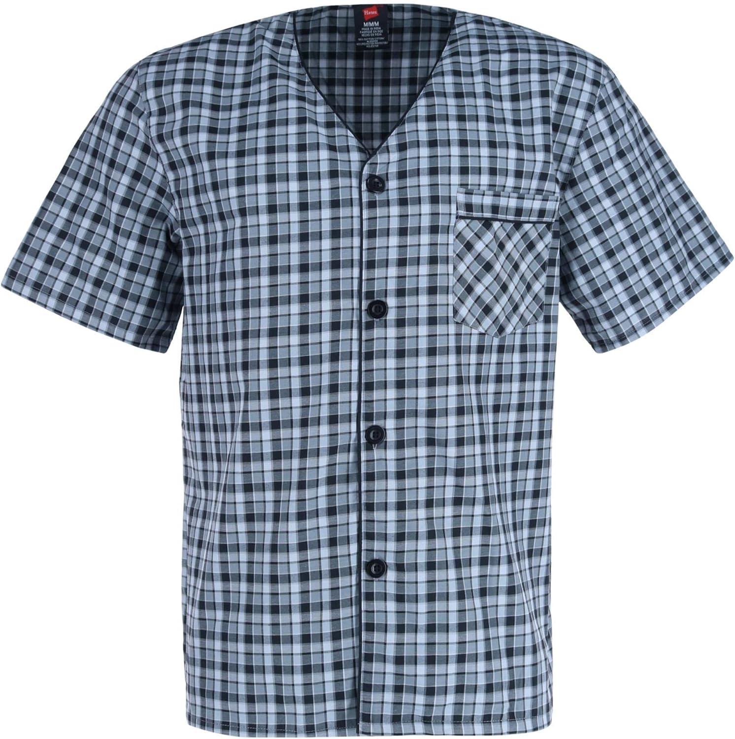 imageHanes Mens Short Sleeve Nightwear Pajama Short PJ Set Pijama de Dos Piezas para HombreBlackgrey