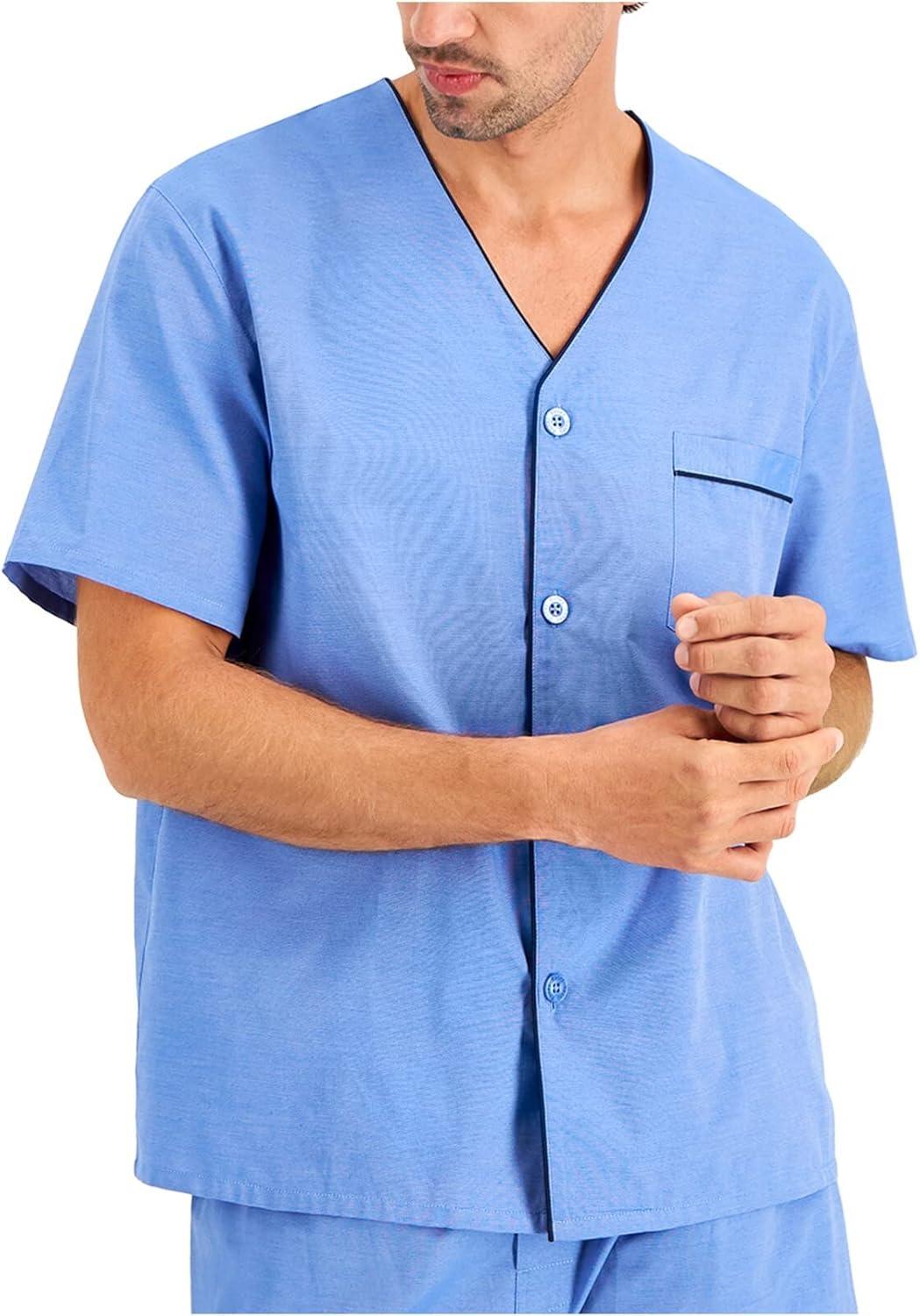 imageHanes Mens Short Sleeve Nightwear Pajama Short PJ Set Pijama de Dos Piezas para HombreBlue