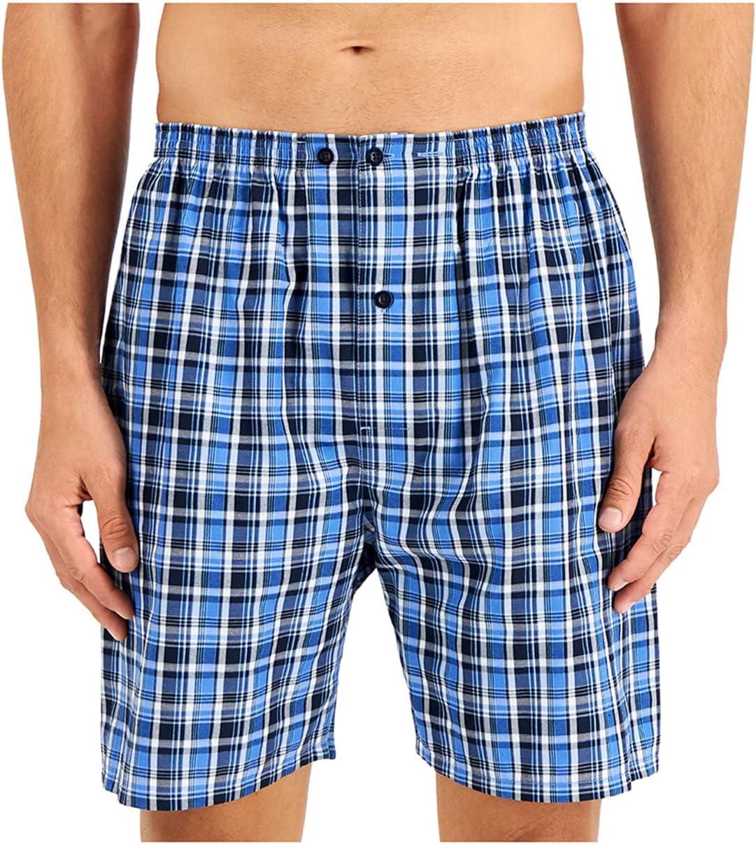 imageHanes Mens Short Sleeve Nightwear Pajama Short PJ Set Pijama de Dos Piezas para HombreBlue Plaid