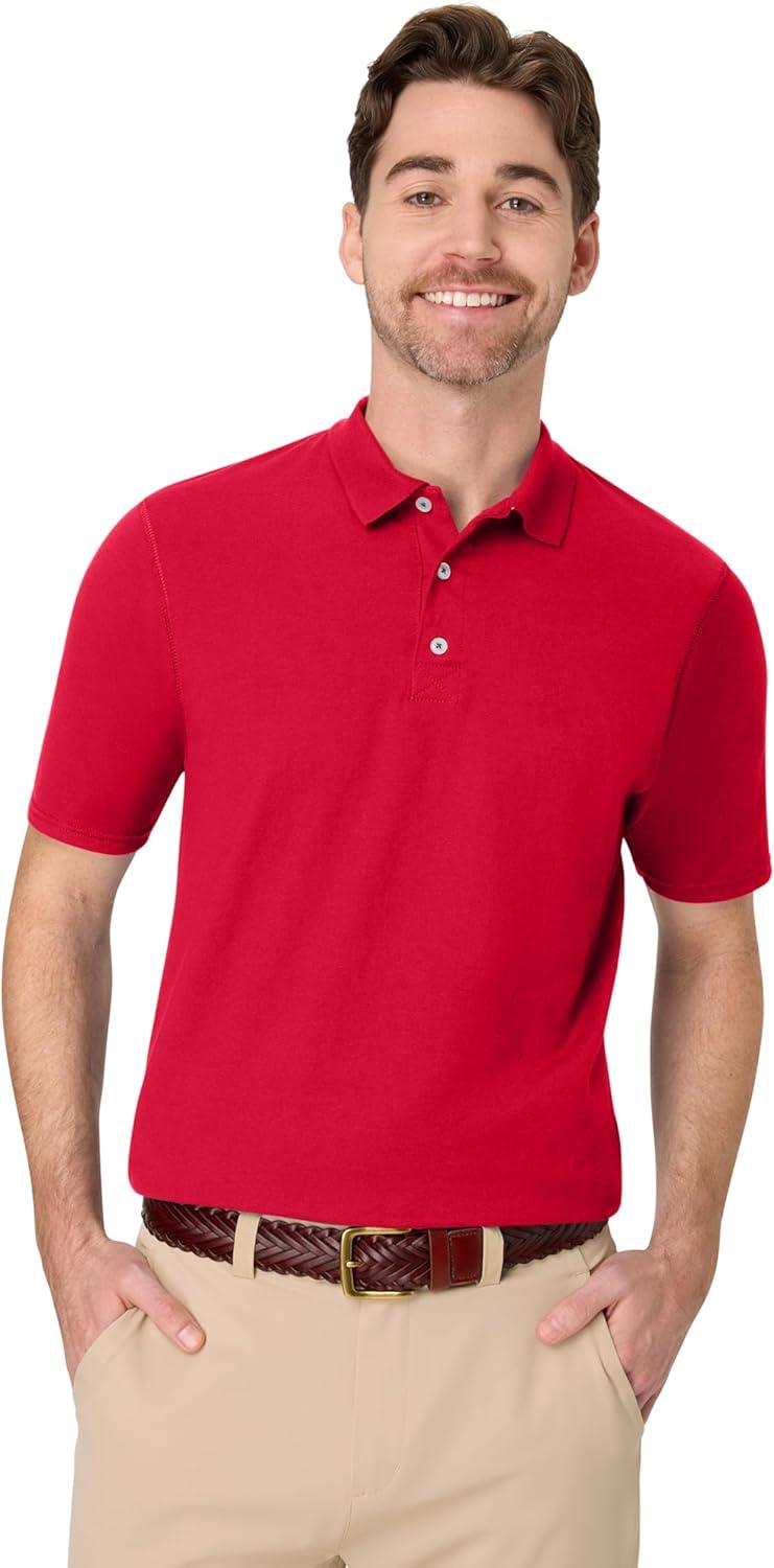 imageHanes Mens Short Sleeve XTemp Performance PoloDeep Red