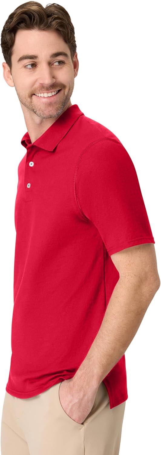 imageHanes Mens Short Sleeve XTemp Performance PoloDeep Red