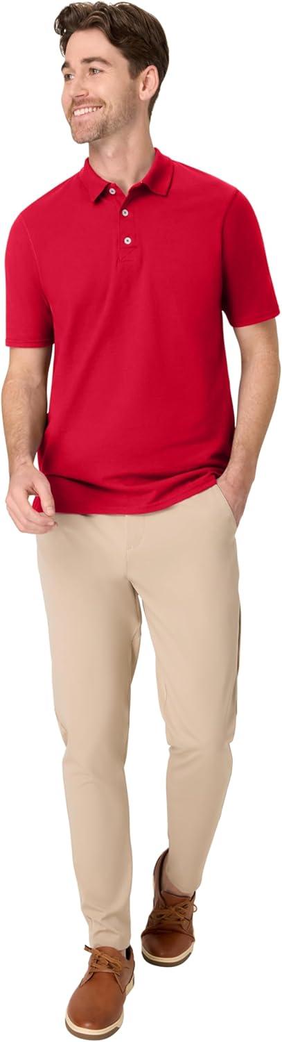 imageHanes Mens Short Sleeve XTemp Performance PoloDeep Red