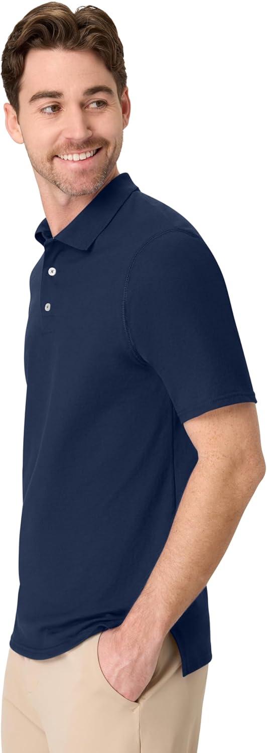 imageHanes Mens Short Sleeve XTemp Performance PoloNavy