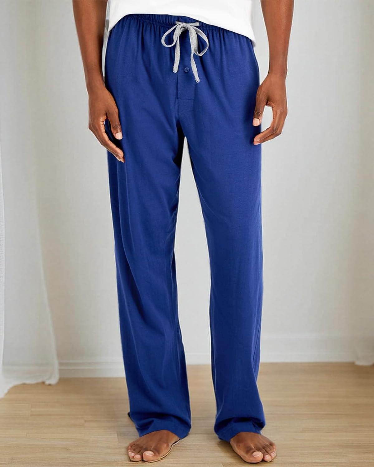 imageHanes Mens XTemp Jersey Cotton Pajama Pants Loungewear with Pockets Extended SizesBlue