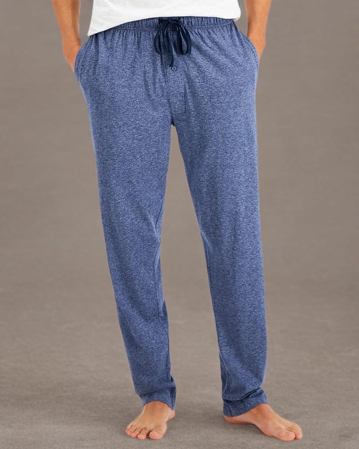 imageHanes Mens XTemp Jersey Cotton Pajama Pants Loungewear with Pockets Extended SizesDenim