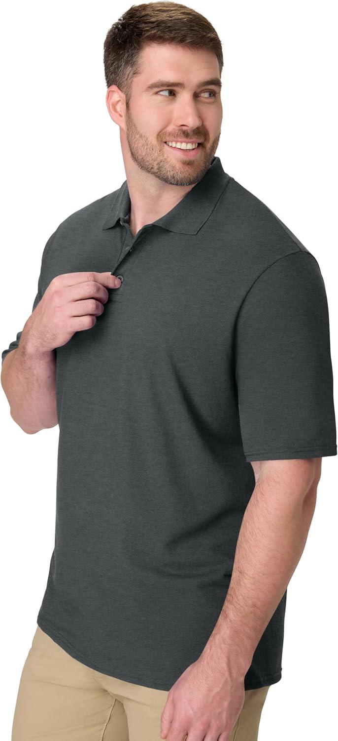 imageHanes Mens XTemp Short Sleeve Polo Shirt Midweight Mens ShirtCharcoal Heather