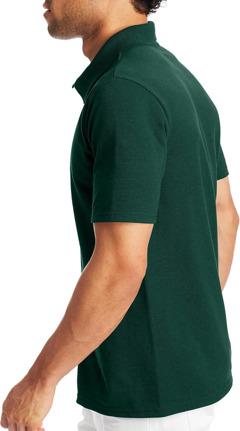 imageHanes Mens XTemp Short Sleeve Polo Shirt Midweight Mens ShirtDeep Forest