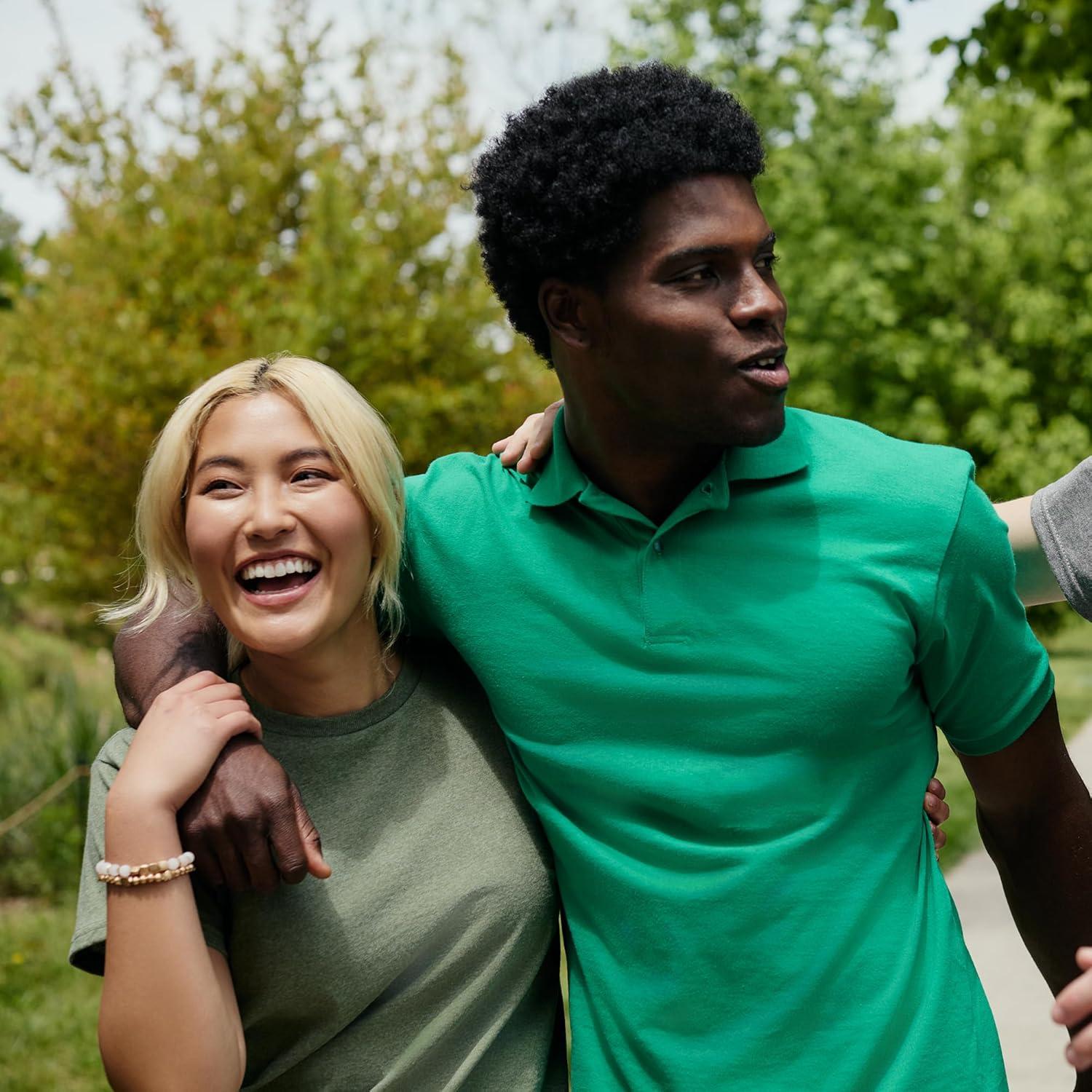 imageHanes Mens XTemp Short Sleeve Polo Shirt Midweight Mens ShirtDeep Forest