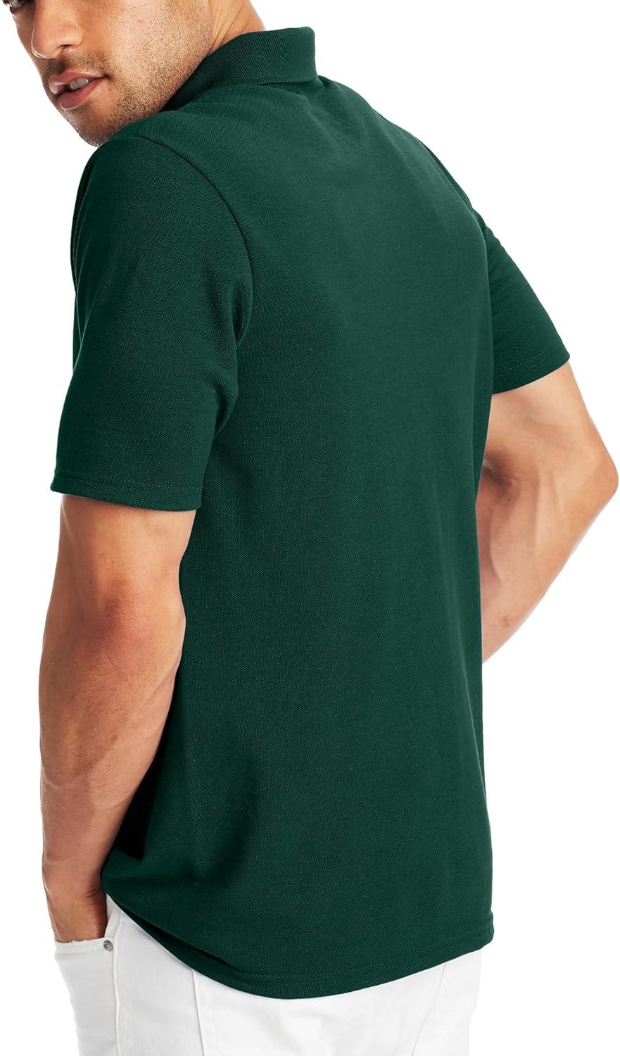 imageHanes Mens XTemp Short Sleeve Polo Shirt Midweight Mens ShirtDeep Forest
