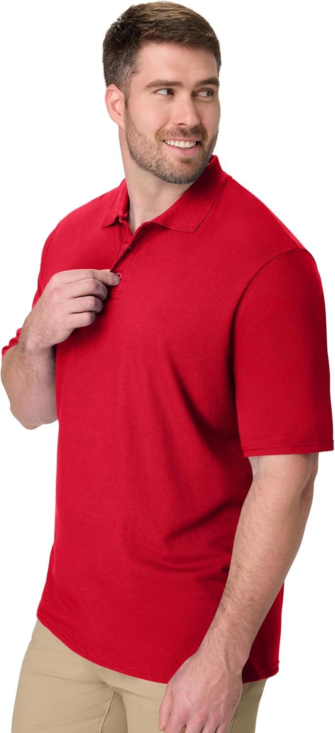 imageHanes Mens XTemp Short Sleeve Polo Shirt Midweight Mens ShirtDeep Red