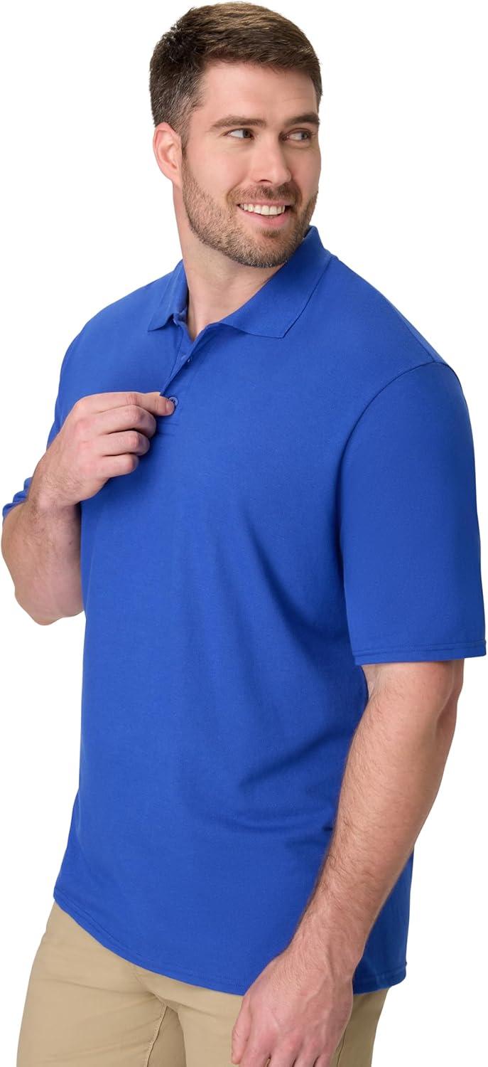 imageHanes Mens XTemp Short Sleeve Polo Shirt Midweight Mens ShirtDeep Royal