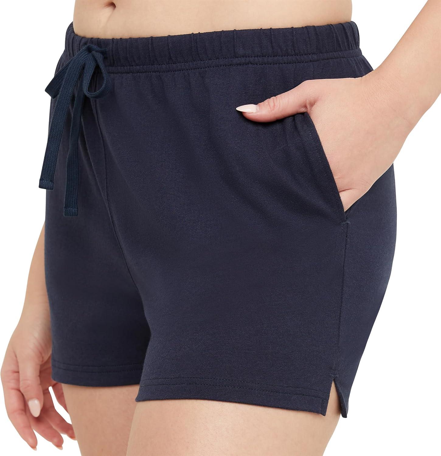 imageHanes Originals Cotton Jersey Gym Shorts for Women 25quot PlusAthletic Navy