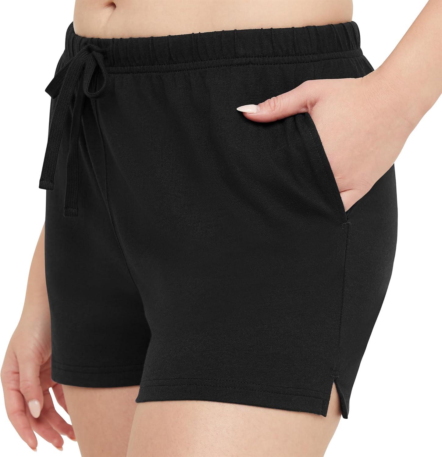 imageHanes Originals Cotton Jersey Gym Shorts for Women 25quot PlusBlack