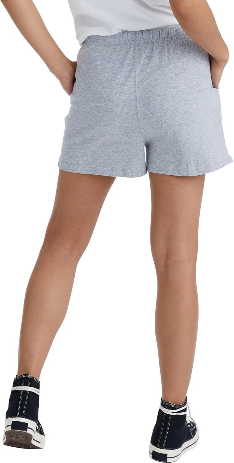 imageHanes Originals Cotton Jersey Gym Shorts for Women 25quot PlusLight Steel