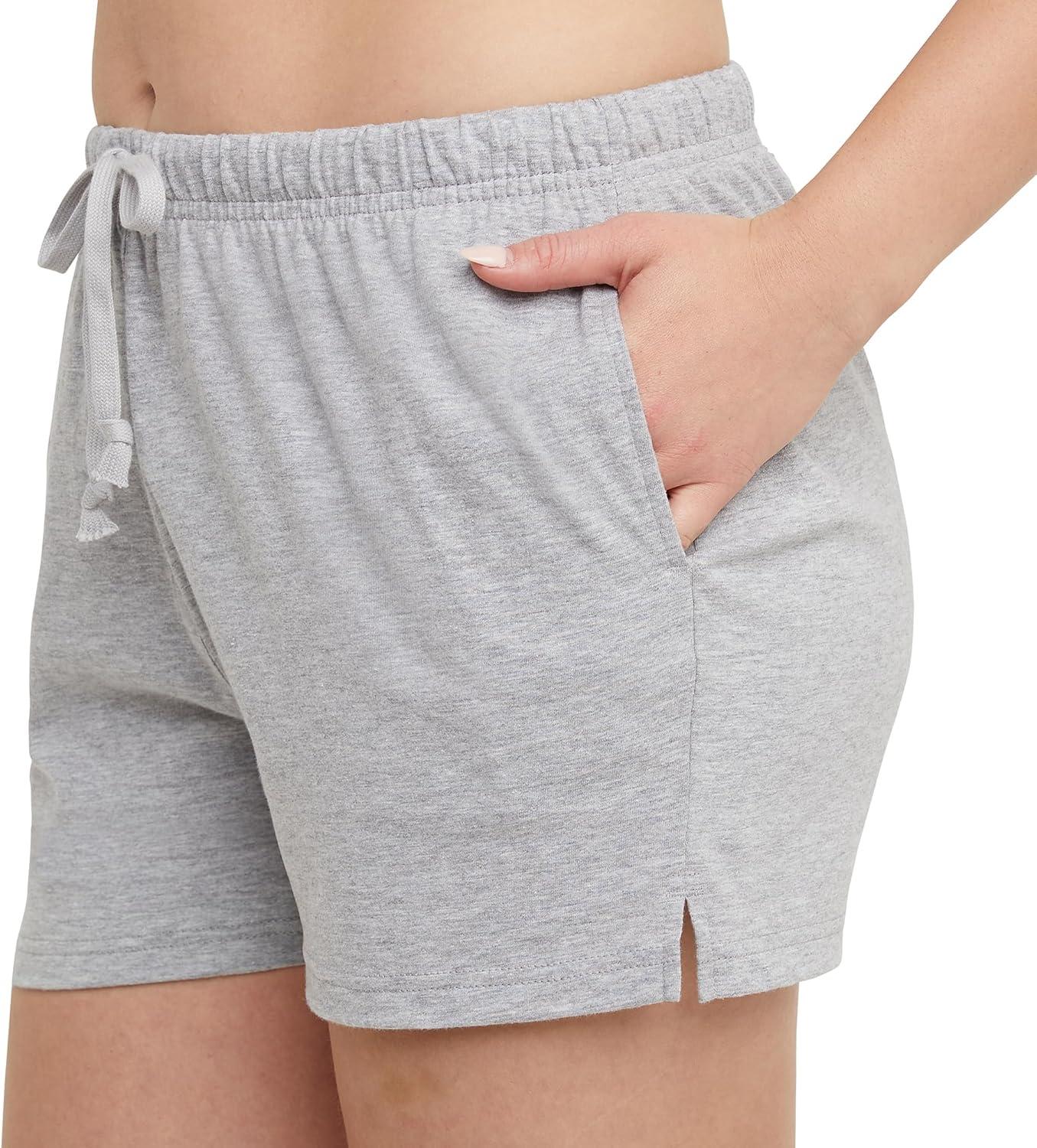 imageHanes Originals Cotton Jersey Gym Shorts for Women 25quot PlusLight Steel