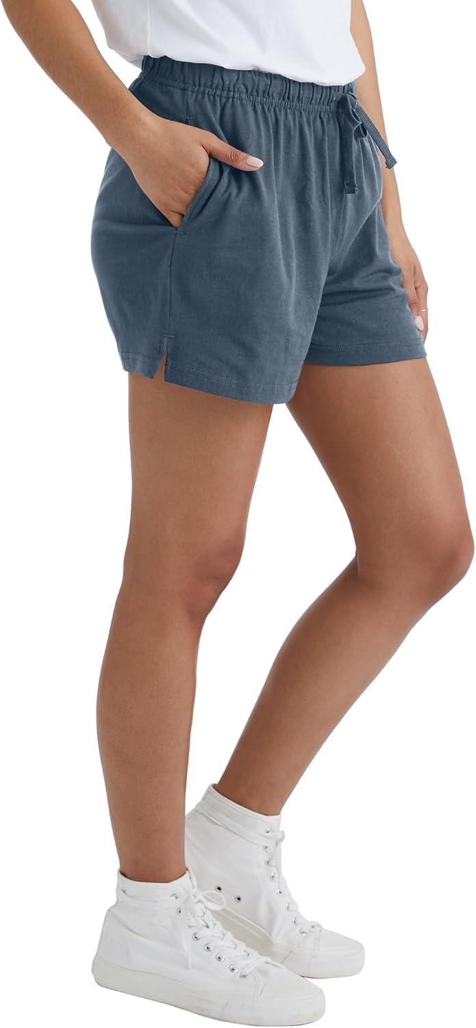 imageHanes Originals Cotton Jersey Gym Shorts for Women 25quot PlusTrekking Grey