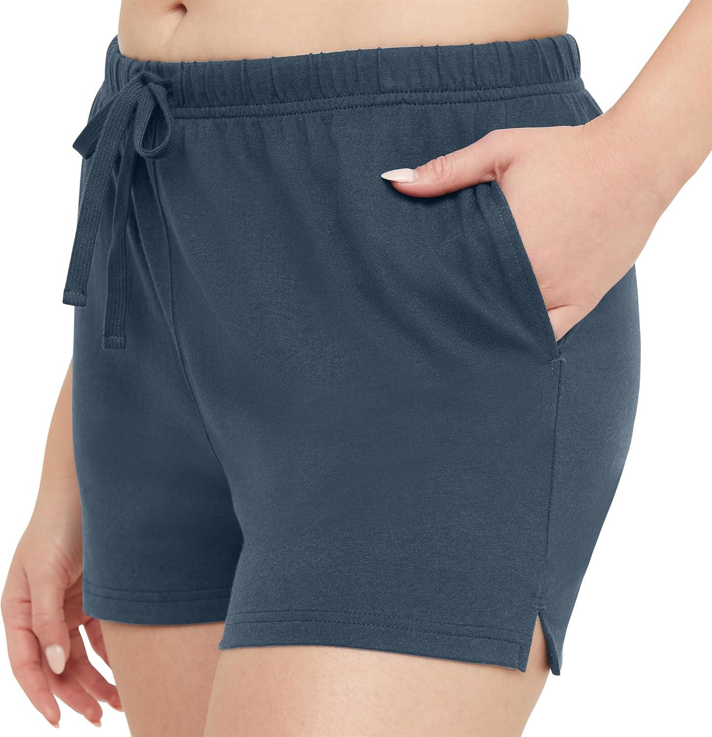 imageHanes Originals Cotton Jersey Gym Shorts for Women 25quot PlusTrekking Grey