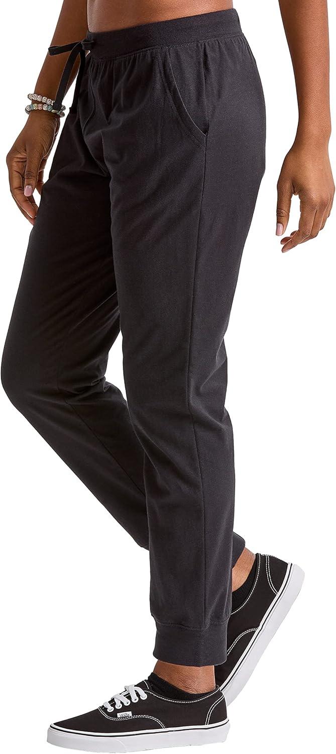 imageHanes Originals Joggers 100 Cotton Jersey Sweatpants for Women 29quot InseamBlack