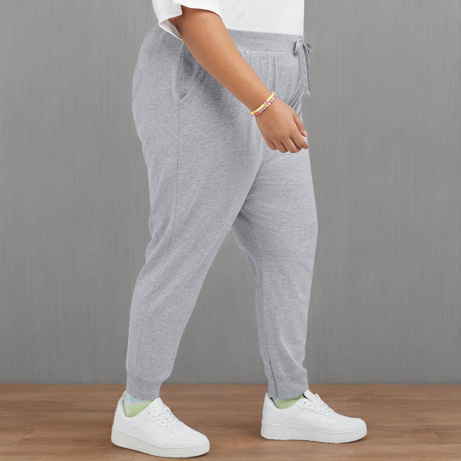 imageHanes Originals Joggers 100 Cotton Jersey Sweatpants for Women 29quot InseamLight Steel