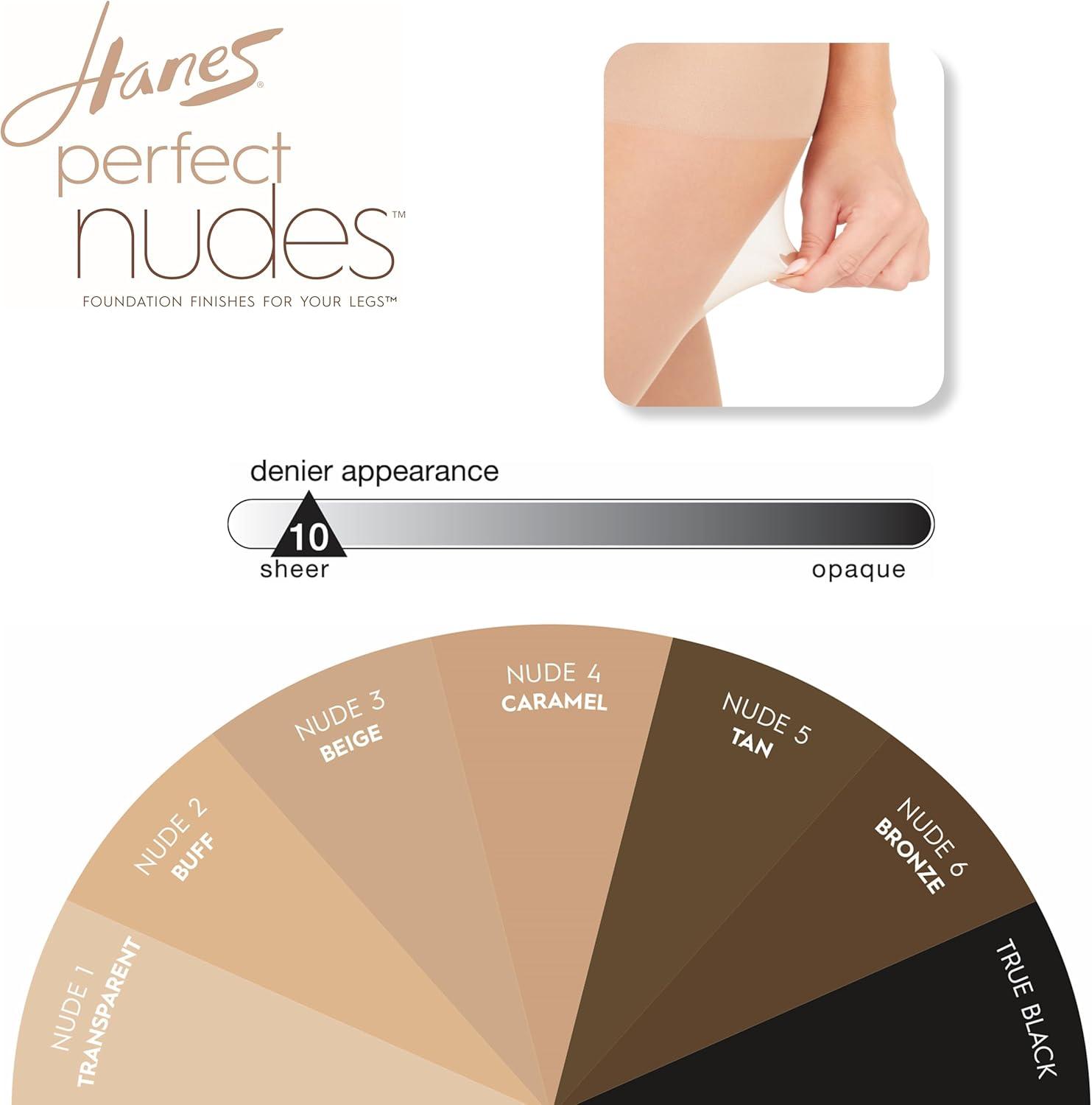 imageHanes Perfect Nudes Womens Ultra Sheer Flawless Foundation Finish for Legs Control Top Sheer Toe Run Resistant PantyhoseCaramel