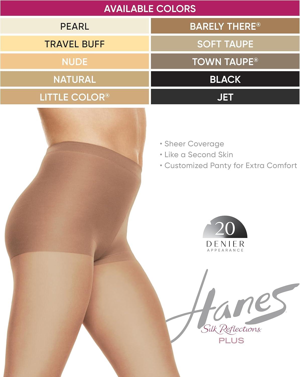 imageHanes Plus Womens Silky Sheer Tights with XTemp Technology Control Top Enhanced ToePearl