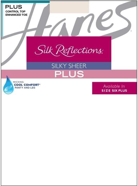 imageHanes Plus Womens Silky Sheer Tights with XTemp Technology Control Top Enhanced ToeTown Taupe