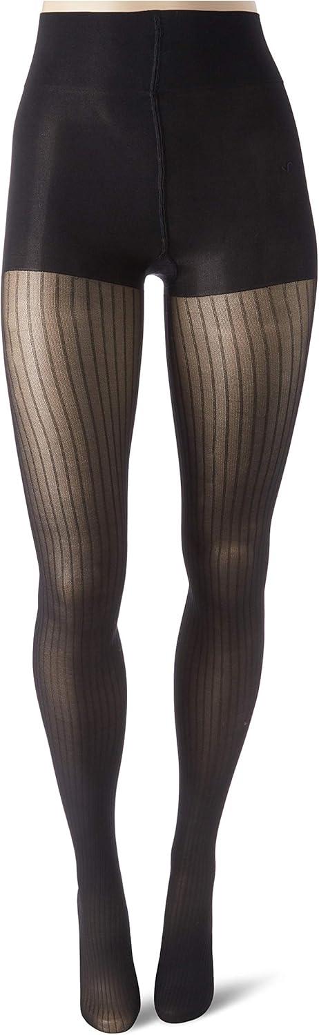 imageHanes Script Womens Fashion Pinstripe Control Top Sheer Toe TightsBlack