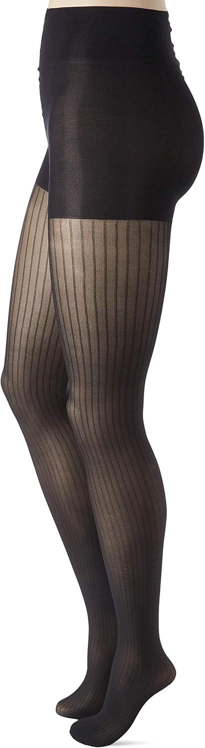imageHanes Script Womens Fashion Pinstripe Control Top Sheer Toe TightsBlack